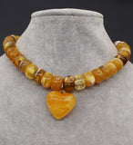 Heart-Pendant Beaded Necklace