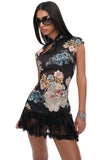 Floral Print Cheongsam Dress