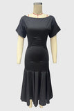 Short Sleeve Ruffle Hem Midi Casual Dress