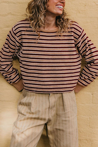 Striped Crew Neck Long Sleeve Sweater