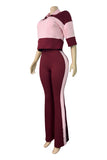 Side Stripe High-Waist Flare Casual Pants