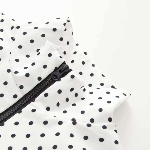 Polka Dot Half-Zip Pullover Jacket