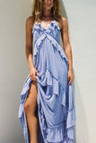 Ruffle Tiered Halter Maxi Casual Dress