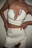 Snake Detail Strapless Skirt Set