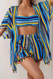Vibrant Striped Bikini Set with Cover-Up