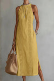 Sleeveless Midi Dress with Side Slits