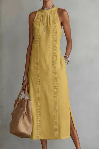 Sleeveless Midi Dress with Side Slits