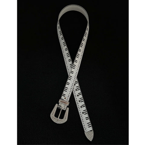 Piano Key Rhinestone Buckle Belt