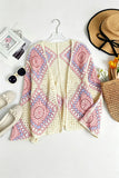 Crochet Patchwork Open Front  Cardigan