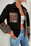 Geometric Patchwork Corduroy Shacket