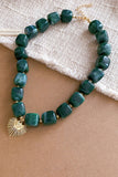 Chunky Bead Sunburst Charm Necklace