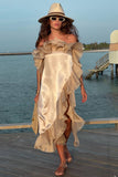 Ruffle Halter Asymmetrical Casual Dress