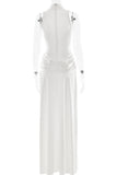 Mock Neck Sleeveless Ruched Maxi Casual Dress