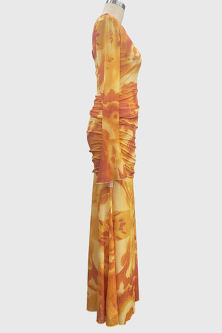 One-Shoulder Ruched Midi Skirt Set