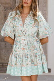 Button-Front Tiered Mini Dress