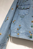 Floral Motif Denim Jacket