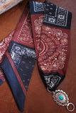 Printed Bandana Neck Scarf with Turquoise Buckle
