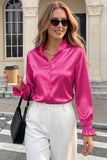 Polka Dot Ruffle Collar Bell Sleeve Blouse