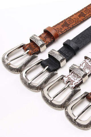 Embossed Floral Western Belt