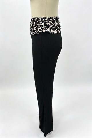 Polka Dot Ruched Waist Flare Casual Pants