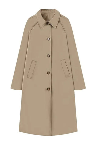 Plaid Lining Notched Collar Trench Coat
