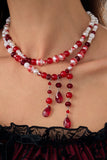 Layered Beaded Drop Pendant Necklace