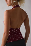 Ruched Halter Snake Print Tank