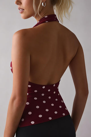 Ruched Halter Snake Print Tank