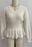 V-Neck Ribbed Peplum Sweater