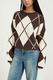 Argyle Knit Crew Neck Sweater