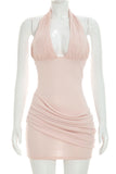 Ruched Halter Bodycon Mini Dress