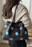 Polka Dot Buckle Strap Tote Bag