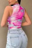 Tie-Dye Mock Neck Sleeveless Tank