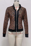 Leopard Print Zip-Up Knit Jacket