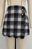Plaid Skort with Button Details