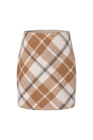 Plaid High-Waist Bodycon Midi Skirt