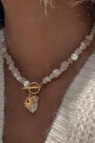 Chip Stone Toggle Charm Necklace