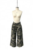 Camouflage Print Wide-Leg Straight Jeans