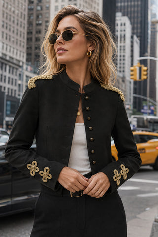 Braided Epaulet Military Crop Jacket