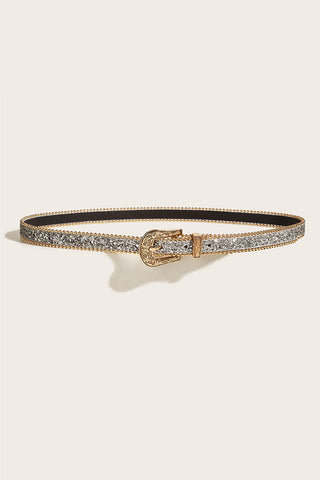 Ornate Buckle Textured Waist Belt