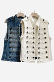 Sleeveless Denim Military Jacket
