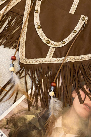 Fringe Detail Button-Front Vest
