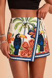 Wrap-Style Printed Skirt Shorts