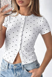 Button-Front Polka Dot T-Shirt