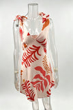 Tie-Strap Floral Bodycon Mini Dress