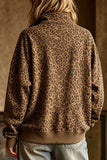 Leopard Print Half-Zip Pullover Sweatshirt