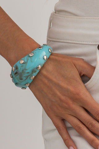 Marbled Studded Wide Cuff Bracelet