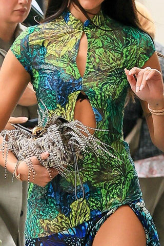 Cutout Short Sleeve Butterfly Dress