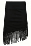 Asymmetrical Fringe Midi Skirt