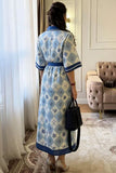 Ocean-Inspired Print Midi Dress